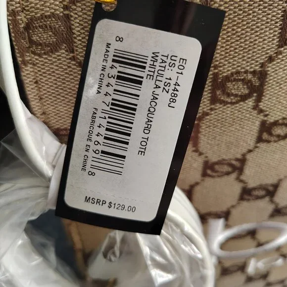 New with Tags MSRP 129 - Bebe Tote tan and white - Picture 2 of 7